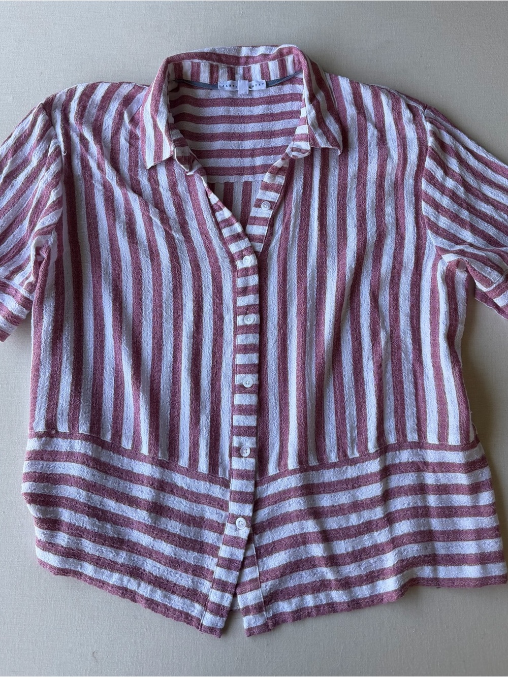 Striped Button-Front Shirt - Pink & White